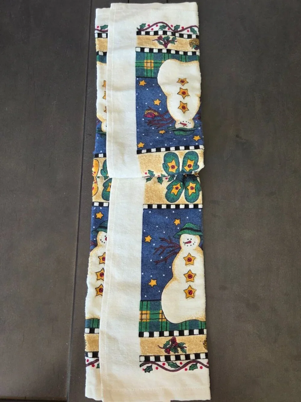 Cute Snowman Kitchen Towel Set By Design Cottage NWT